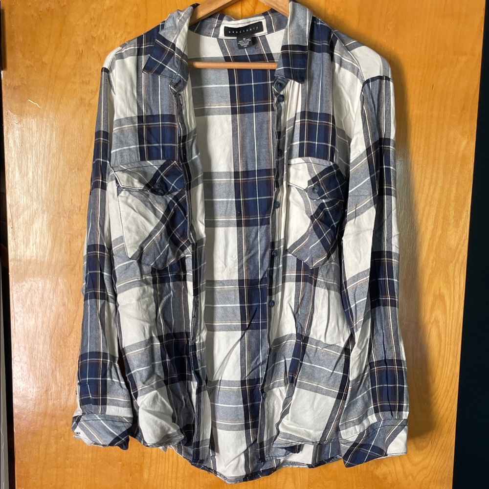 Sanctuary Navy and White Checkered Flannel